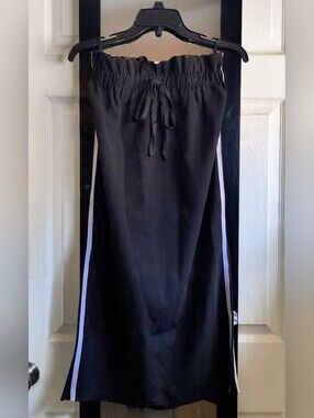 Black Sporty Skirt With White Stripes And Slits - size small